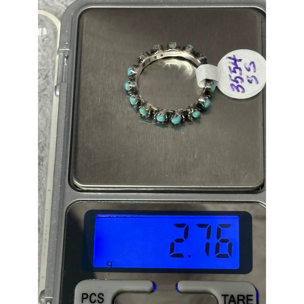 Sterling Silver Blue Stone Eternity Band Ring Size 8 #68412 - Picture 7 of 7